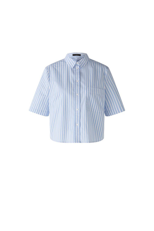 Oui - Stripe Blue & White Pleat Back Shirt