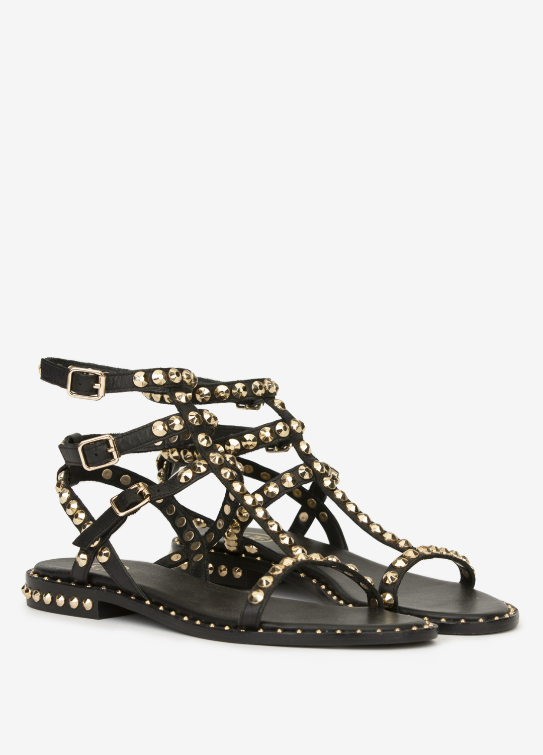 Ash - Play Black Stud Strapped Sandal