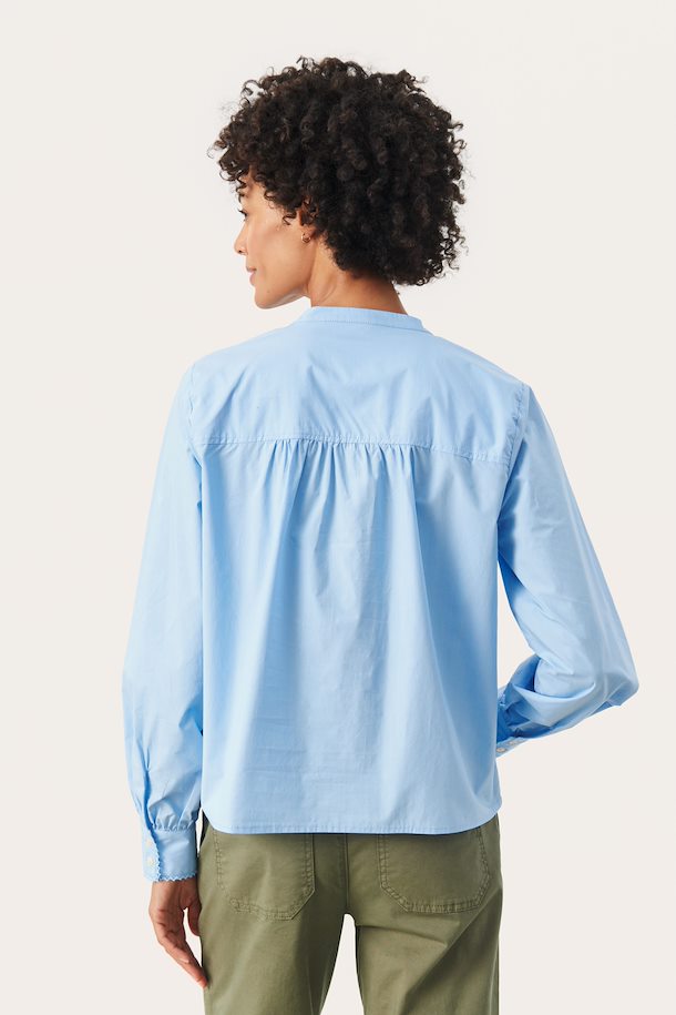 Filica Lace Cotton Blue Shirt