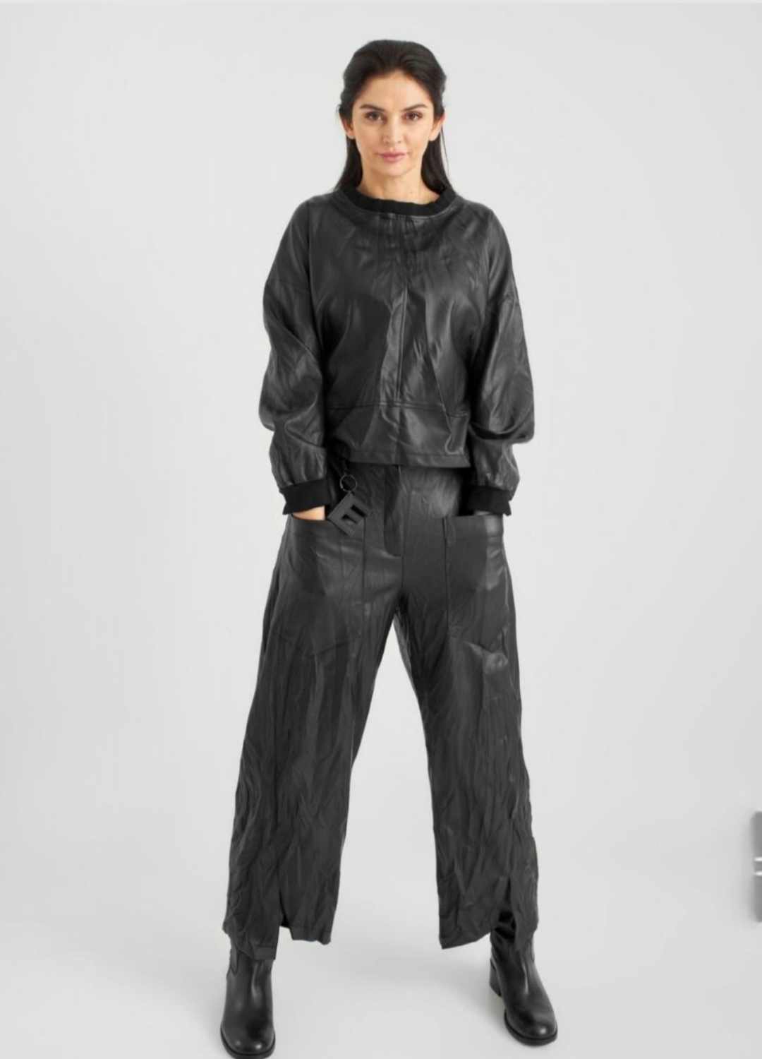 Elsewhere - Vegan Leather Topstitch Pant