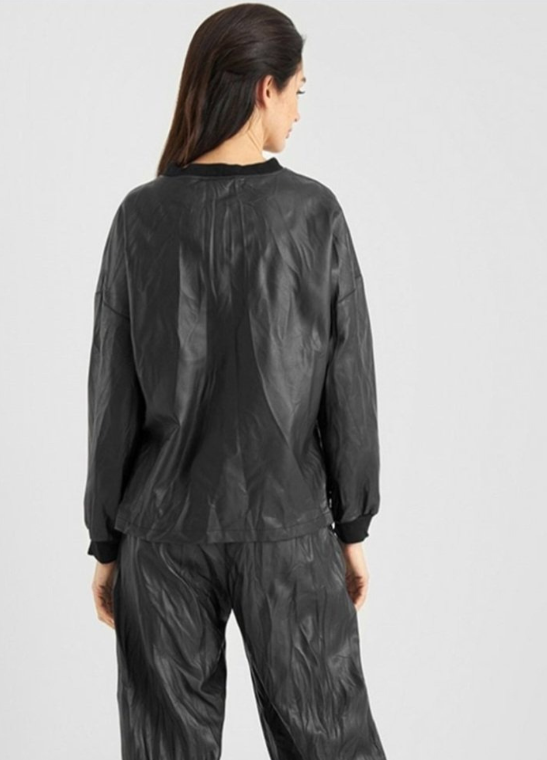 Elsewhere - Vegan Leather Topstitched Top
