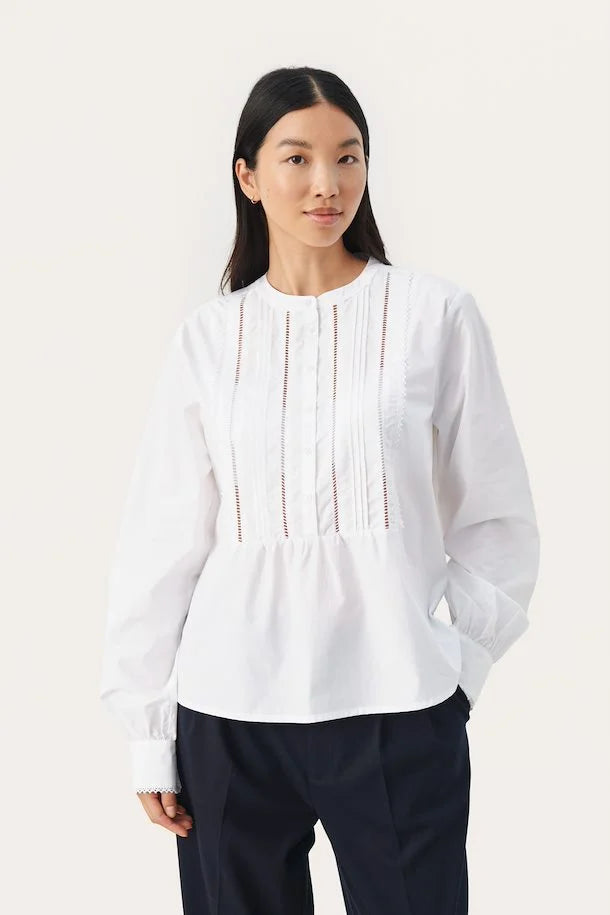Filica Lace Cotton White Shirt