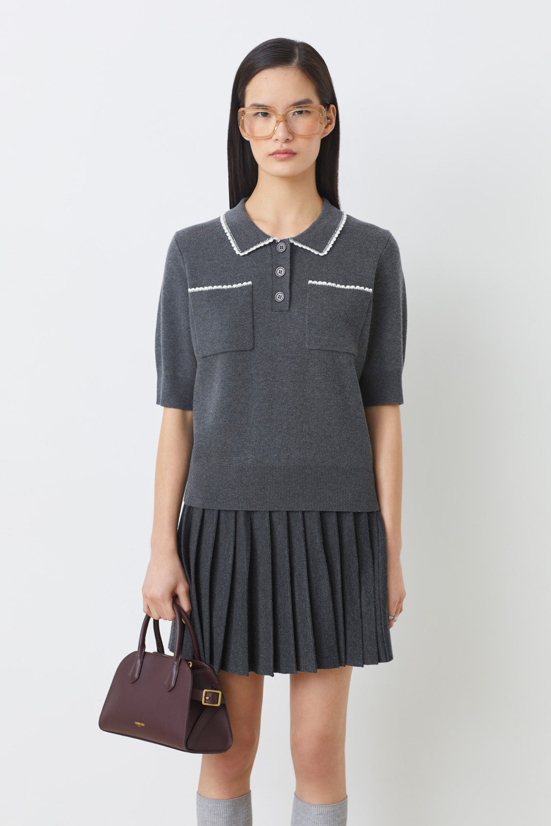 Suncoo - Polka Frey Knit Top