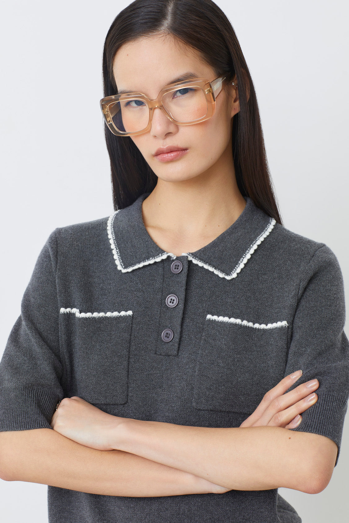 Suncoo - Polka Frey Knit Top