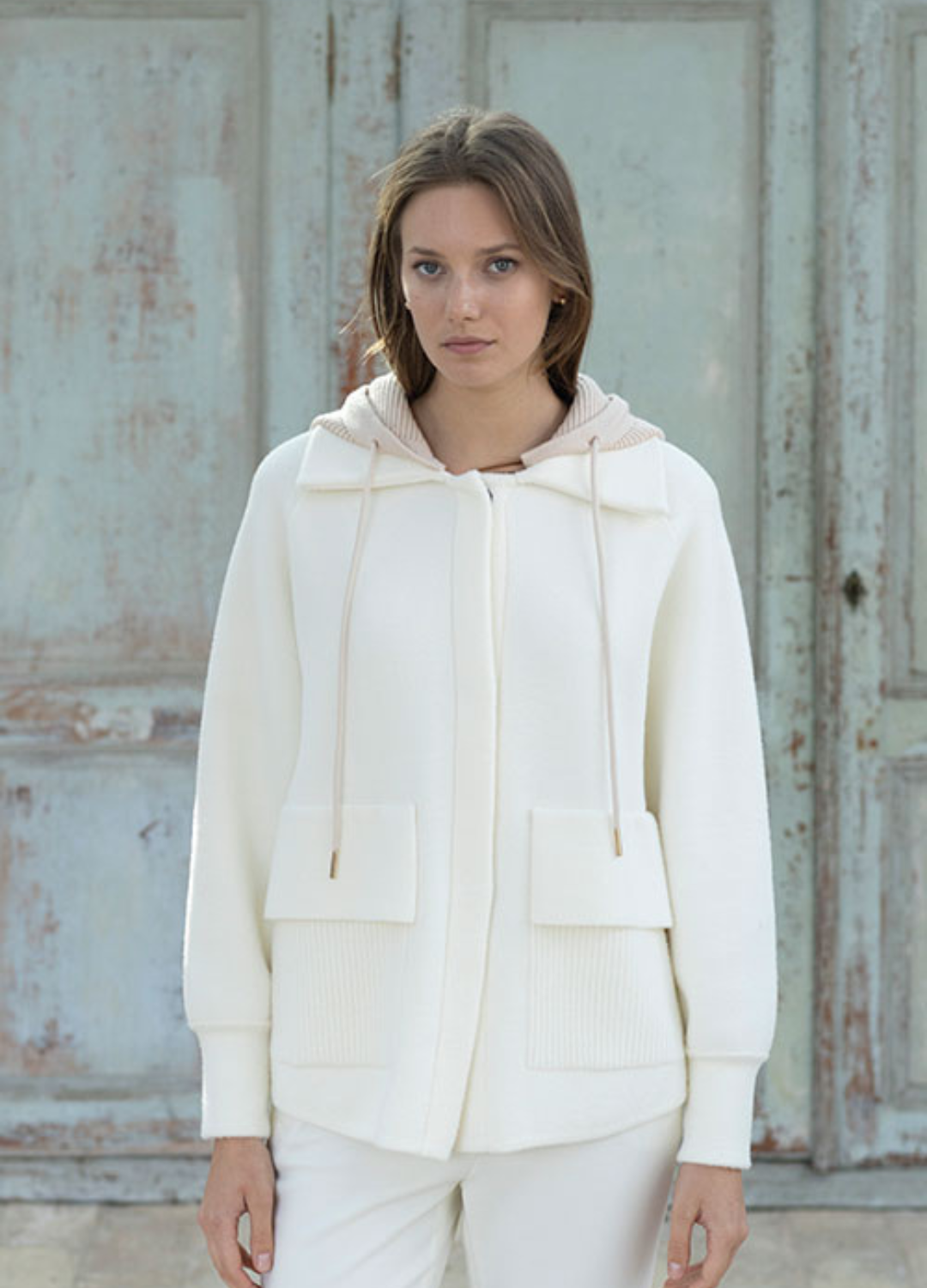 Hongo - Ecru Velvety Knit Jacket