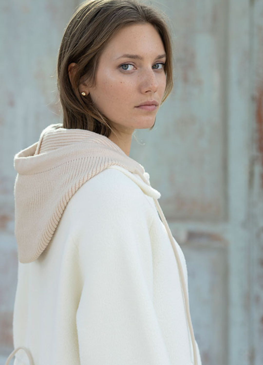 Hongo - Ecru Velvety Knit Jacket