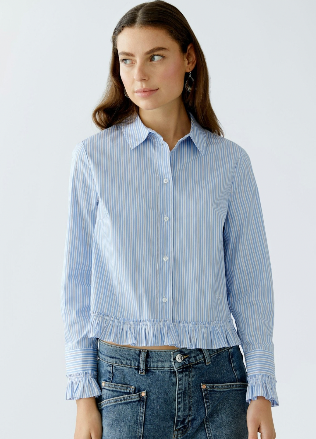 Oui - Blue & Olive Stripe Shirt