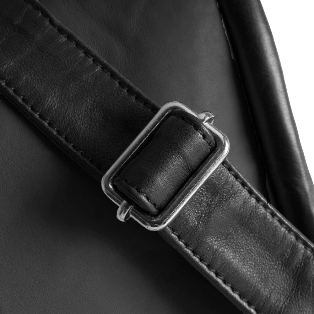 Ribbed Detail Crossbody Leather Bag