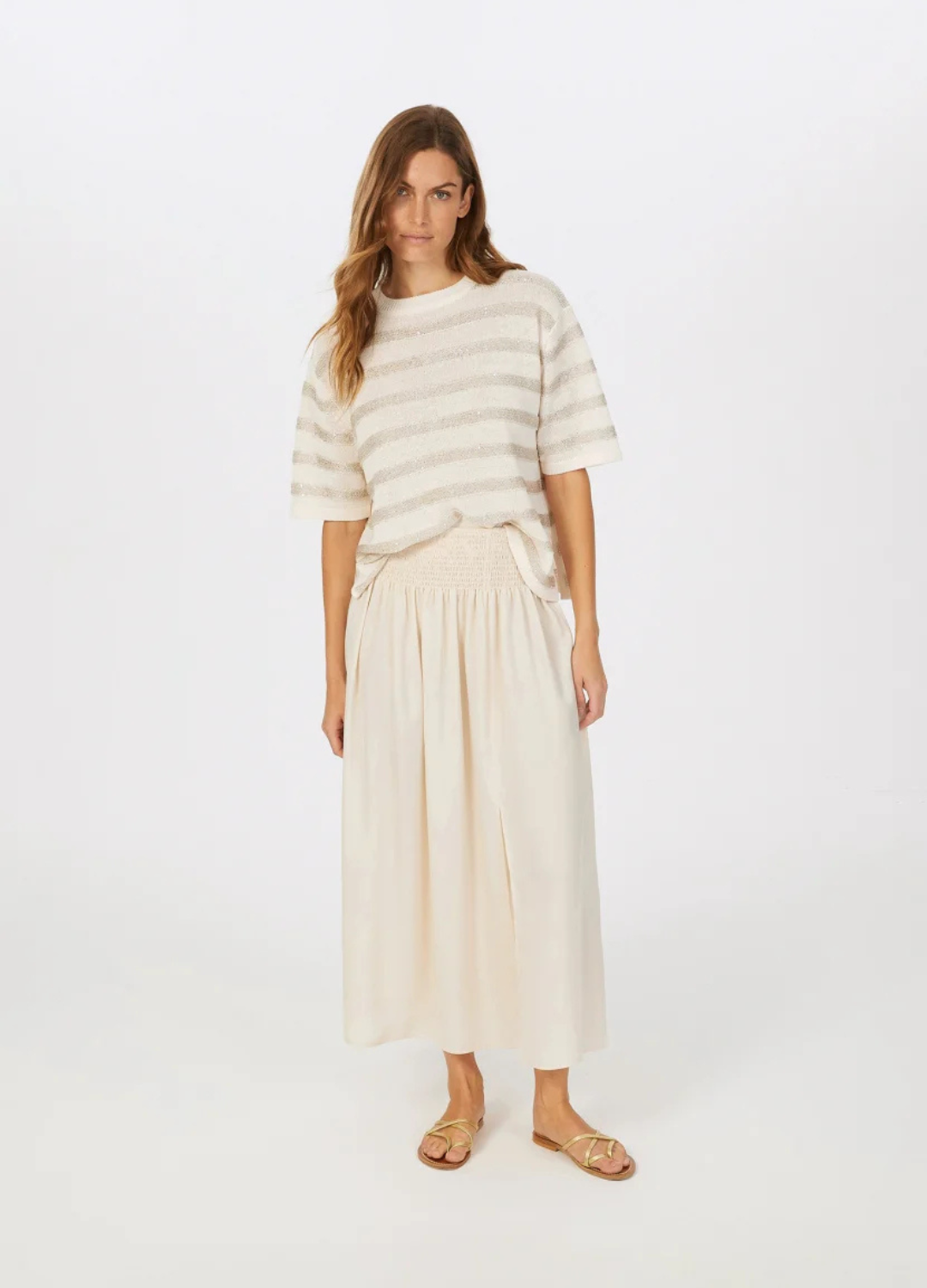 Marc Aurel - Beige Stripe Crewneck