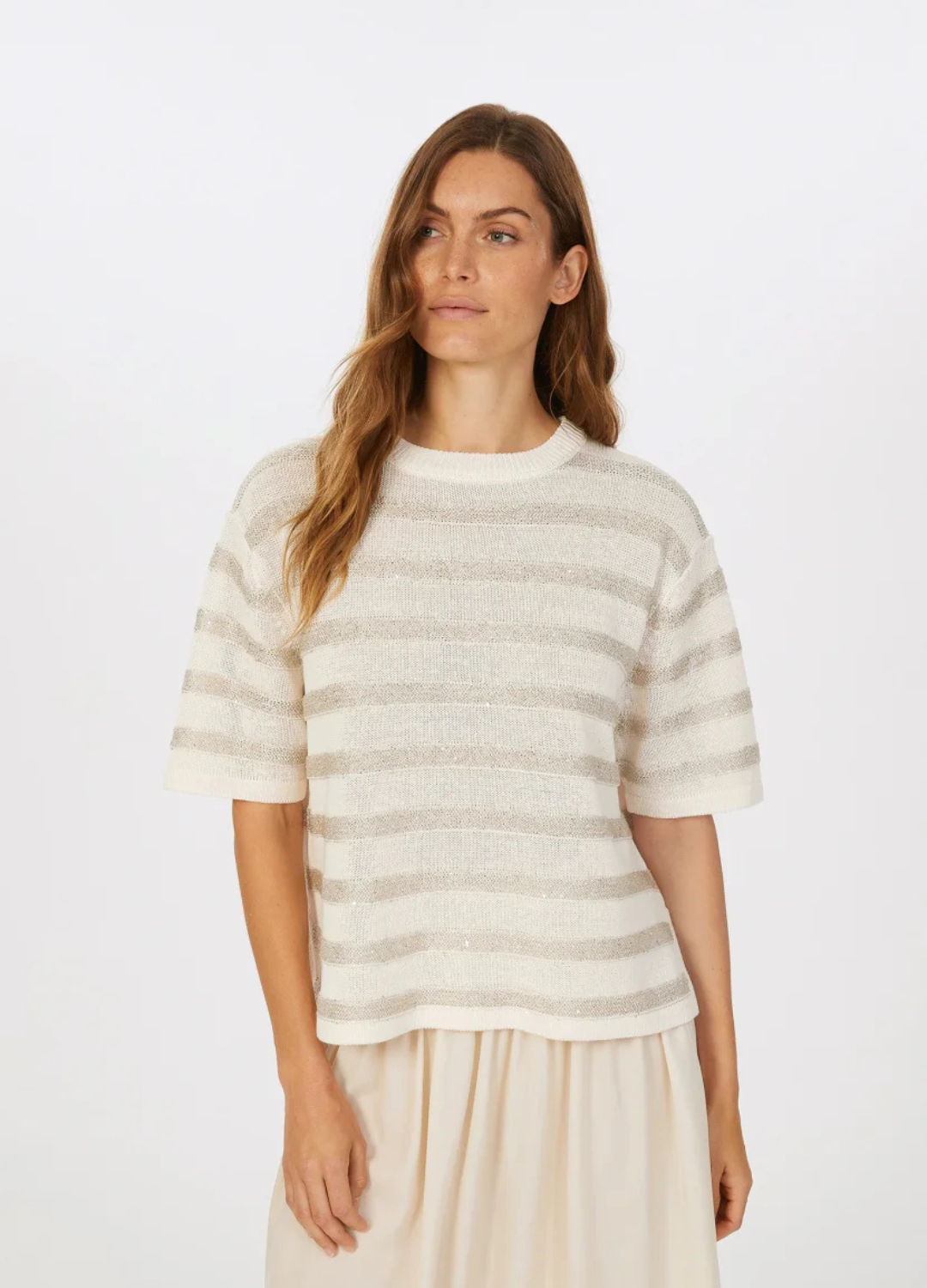 Marc Aurel - Beige Stripe Crewneck