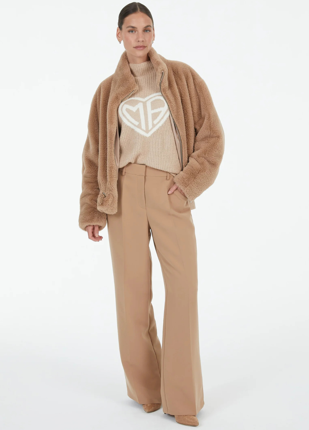 Marc Aurel - Biscuit Faux Fur Jacket