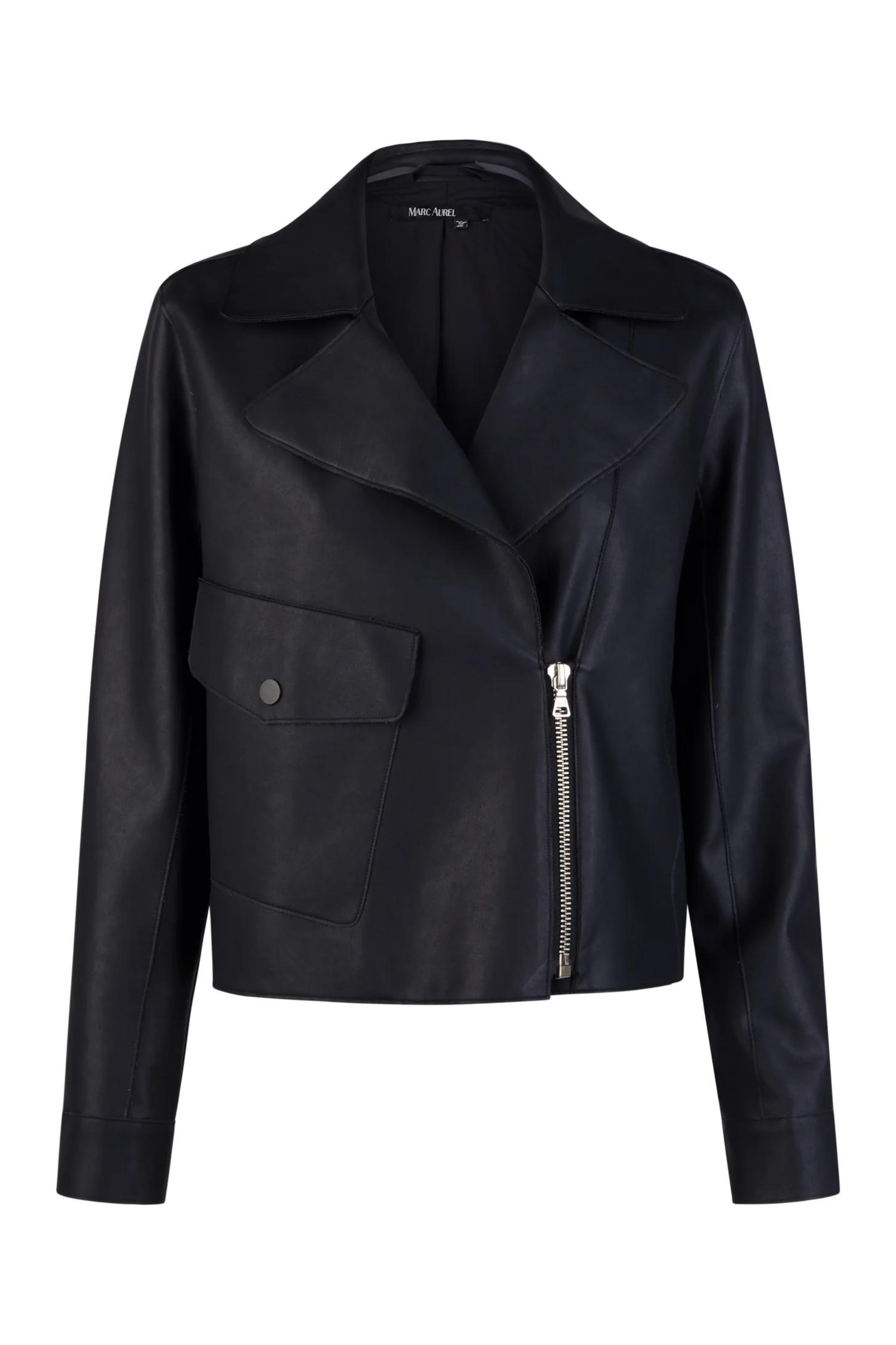 Marc Aurel - Boxy Blacker Leather Look Jacket