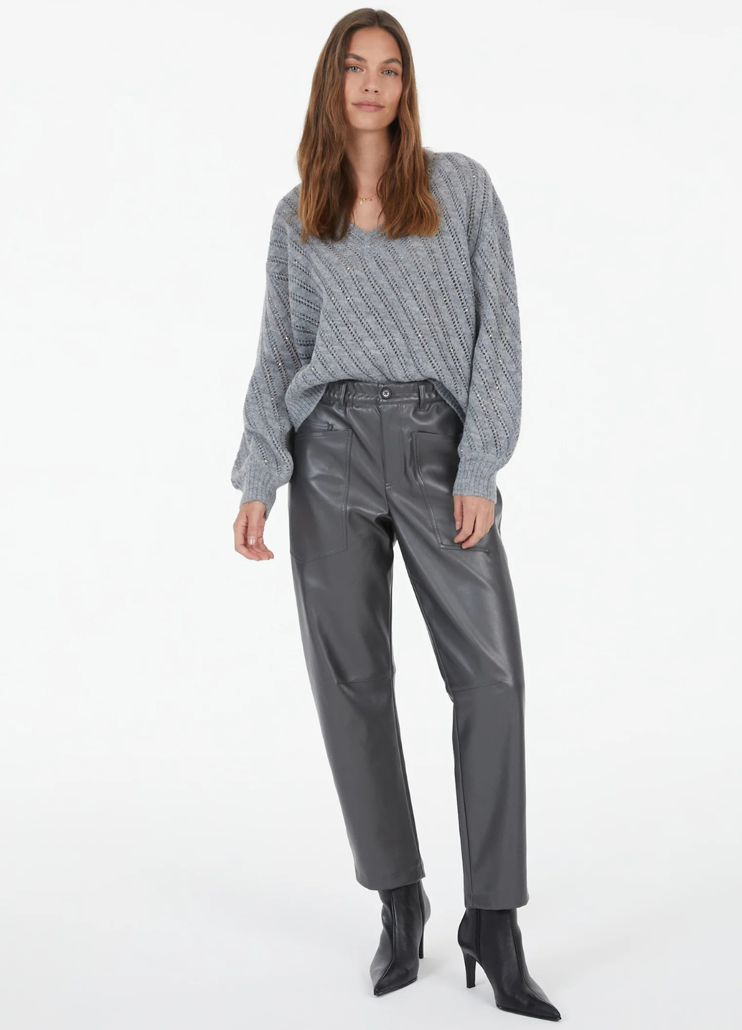 Marc Aurel - Charcoal Pleather Pants