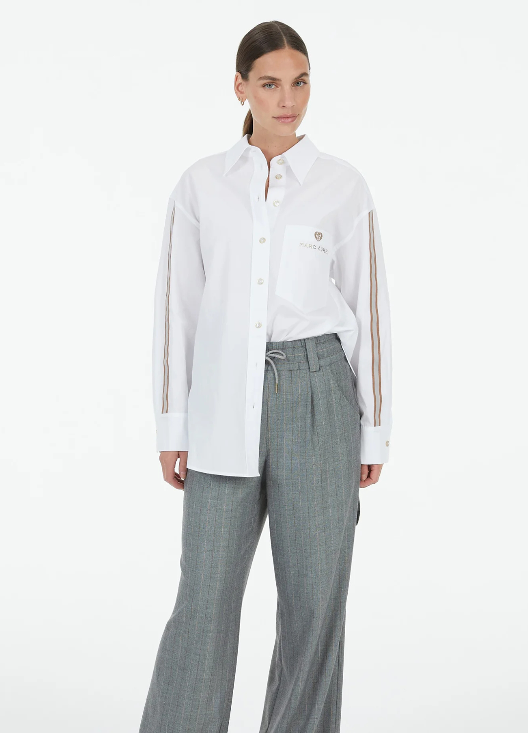 Marc Aurel - Nougat Stripe Sleeve Shirt