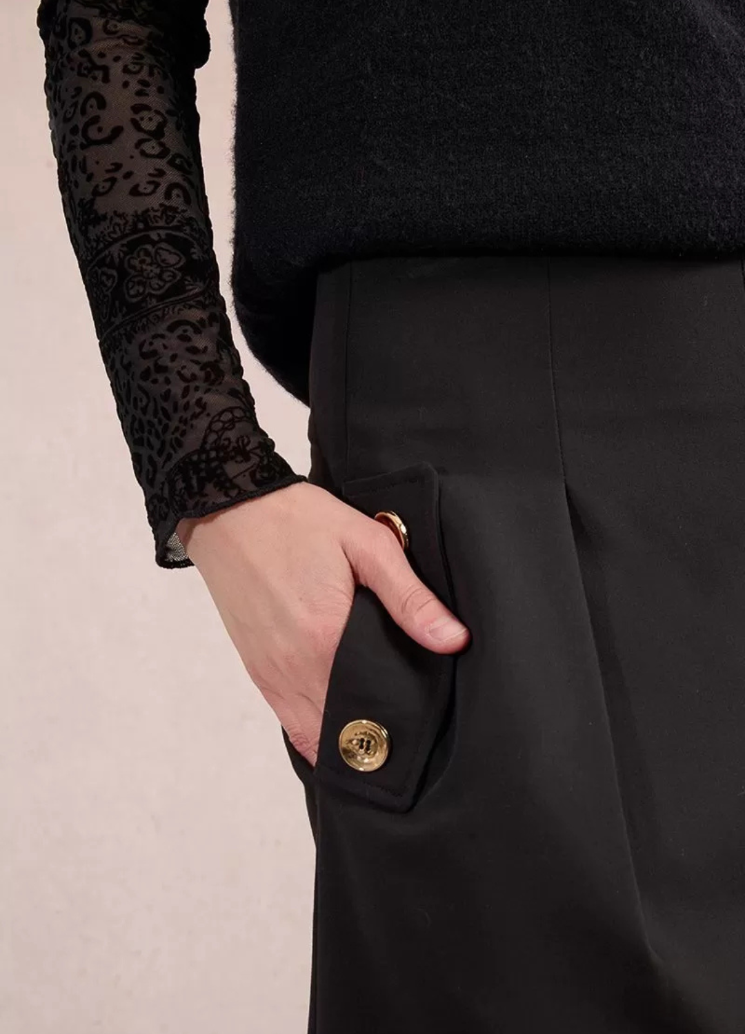 Molly Bracken - Black Gold Button Trousers