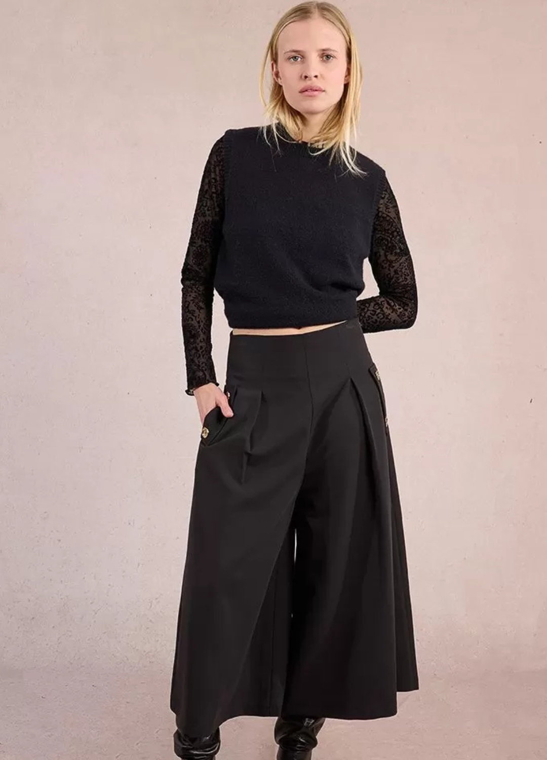 Molly Bracken - Black Gold Button Trousers