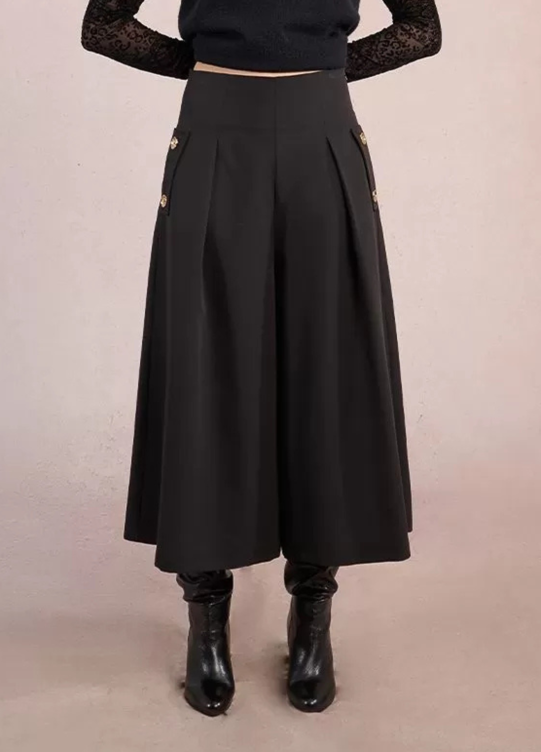 Molly Bracken - Black Gold Button Trousers