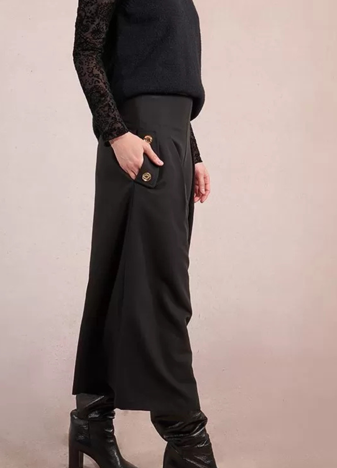 Molly Bracken - Black Gold Button Trousers