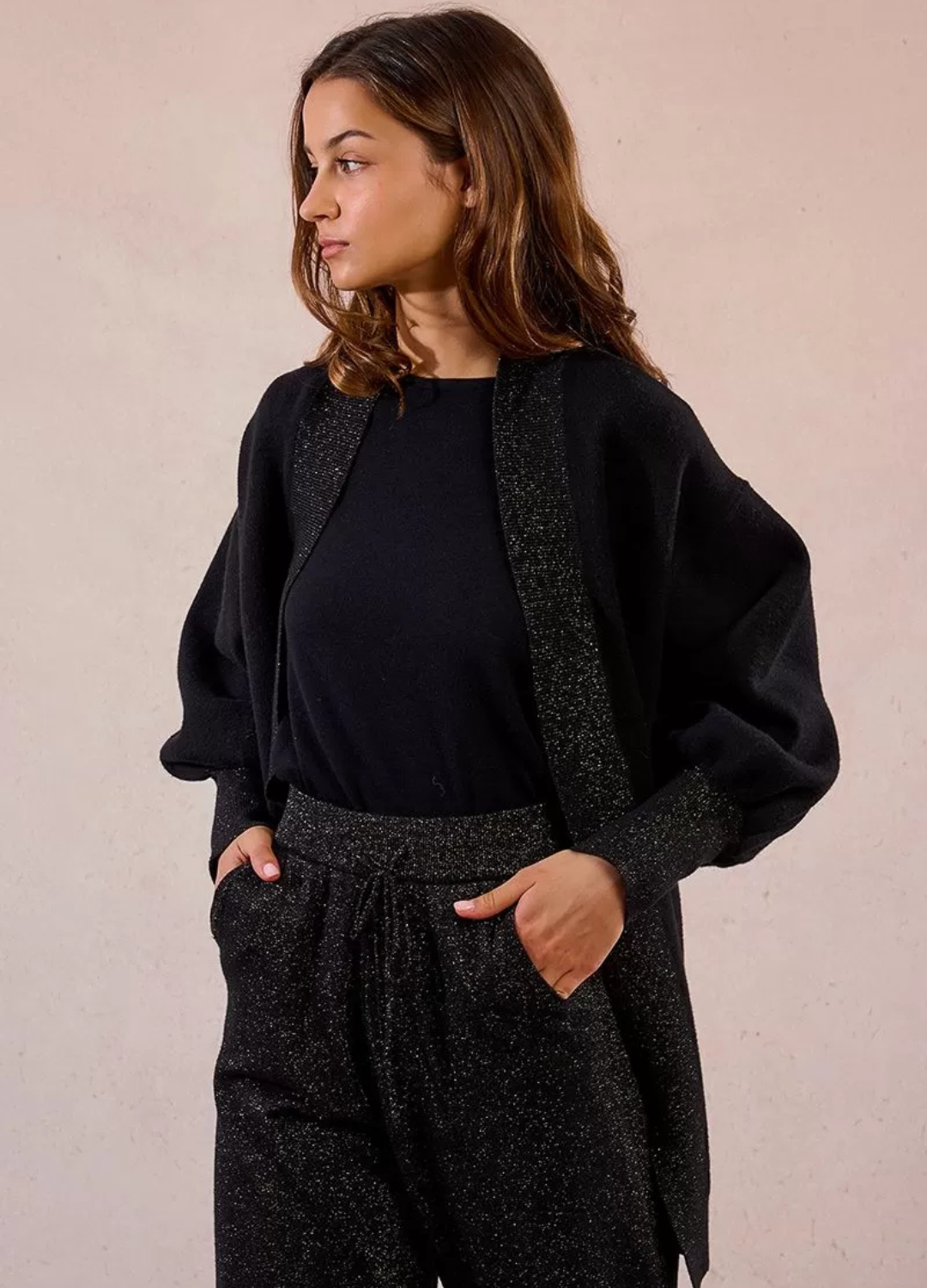 Molly Bracken - Black Lurex Trim Cardigan