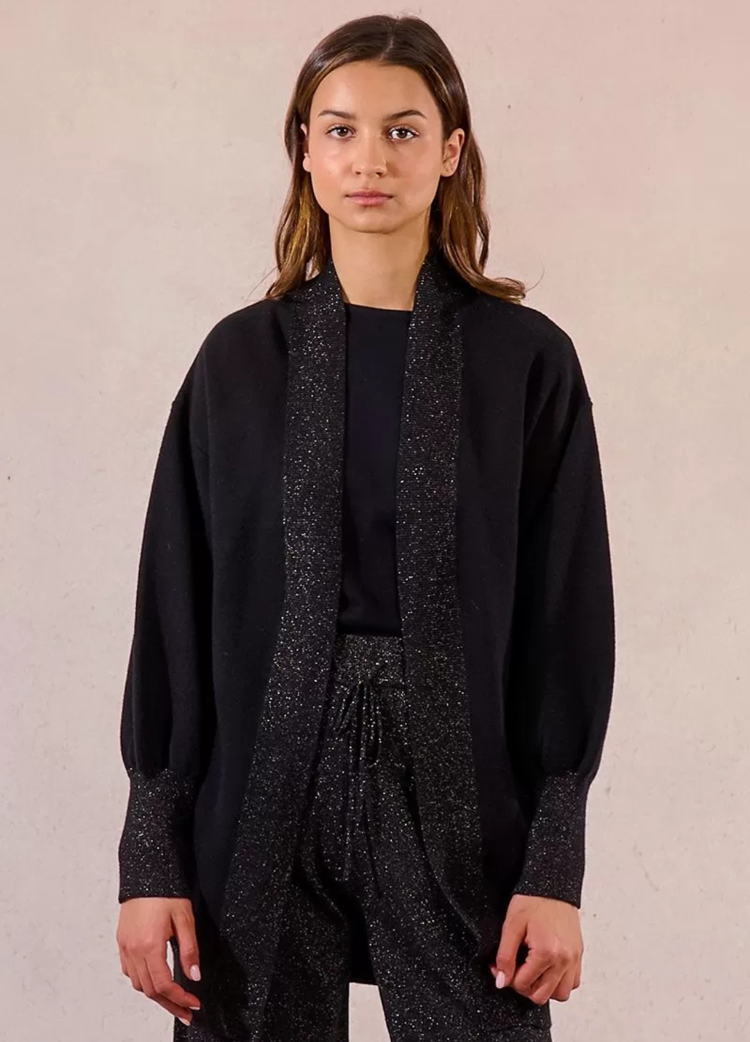 Molly Bracken - Black Lurex Trim Cardigan
