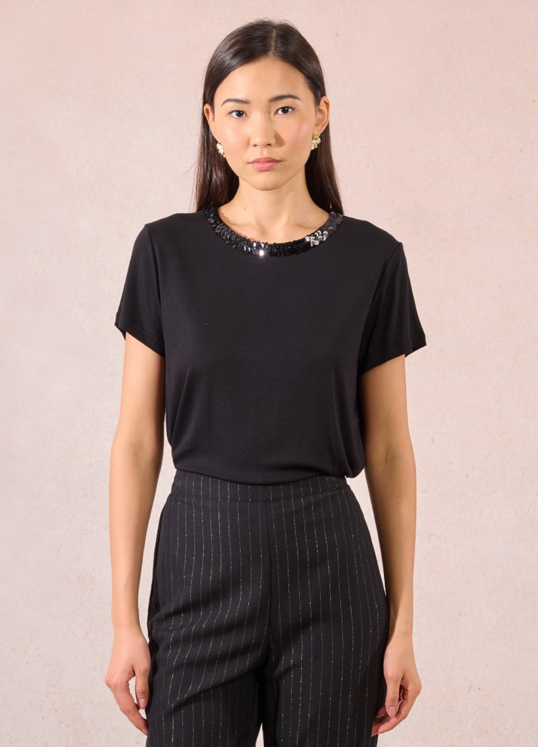 Molly Bracken - Embellished Crewneck T-Shirt