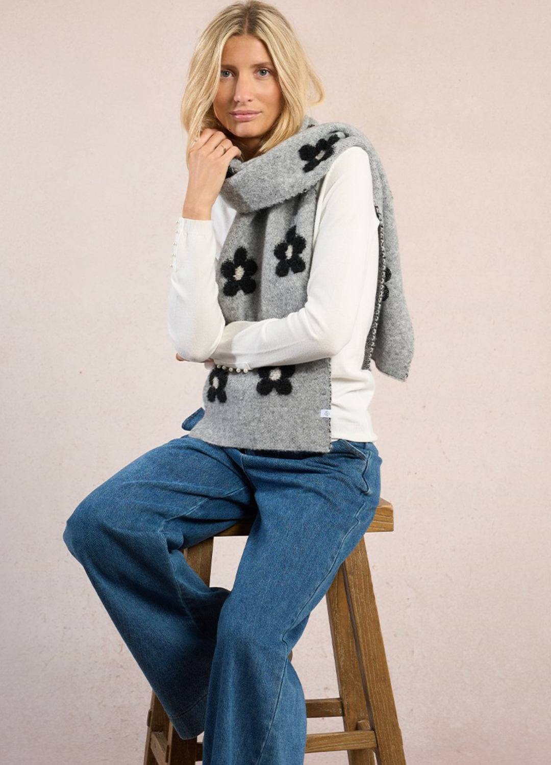 Molly Bracken - Grey  Rhinestone Scarf