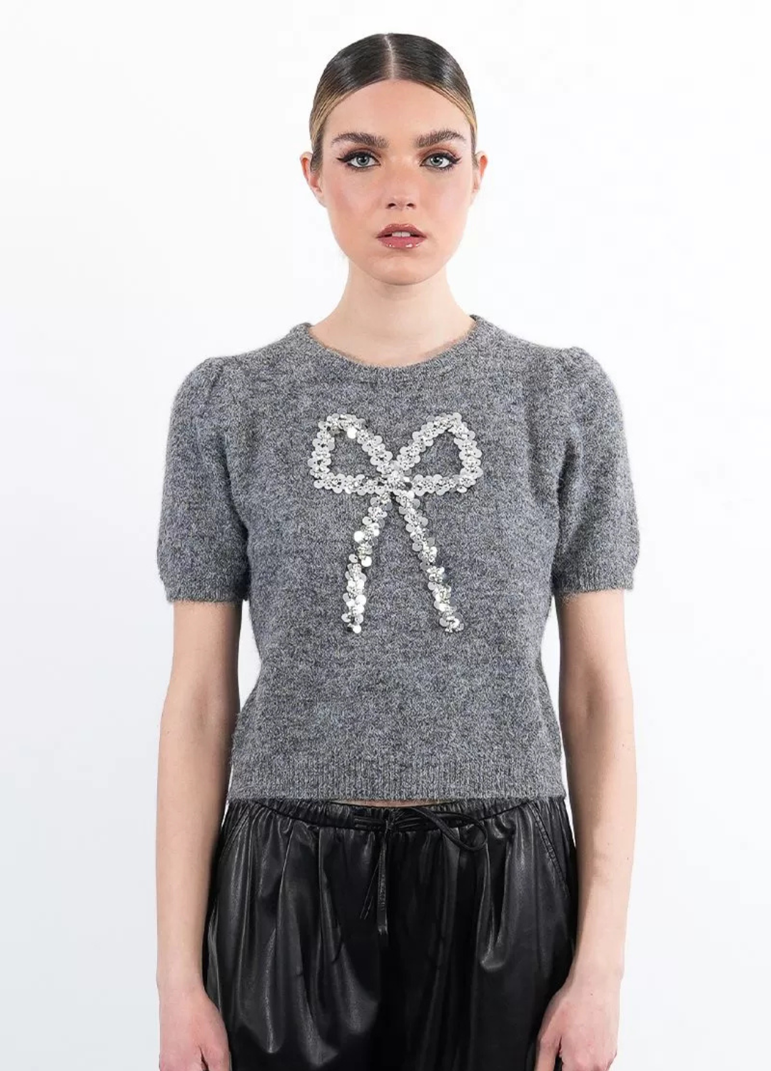 Molly Bracken - Silver Bow Grey Jumper