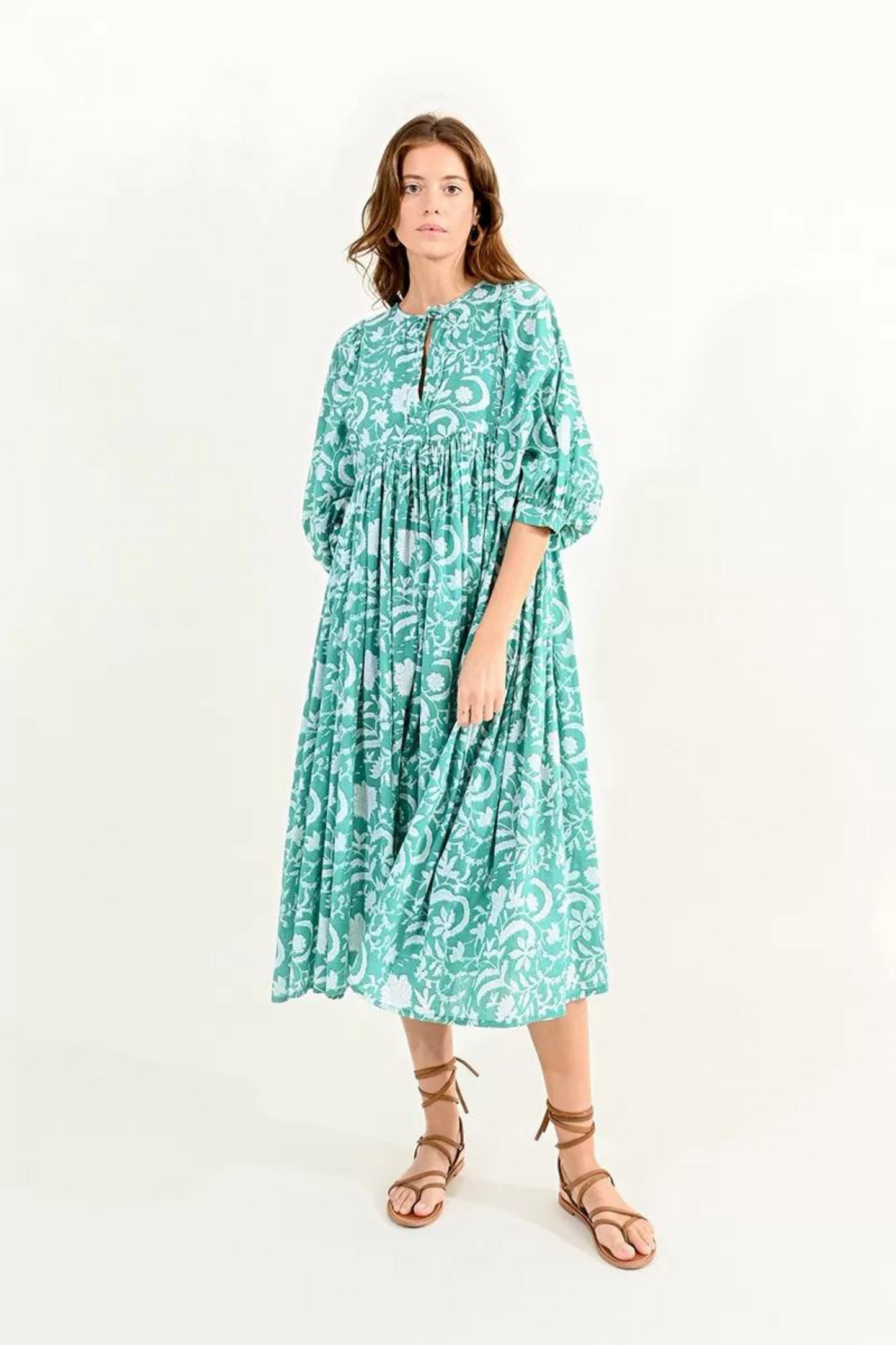 Molly Bracken - Turquoise Puff Sleeve Summer Dress