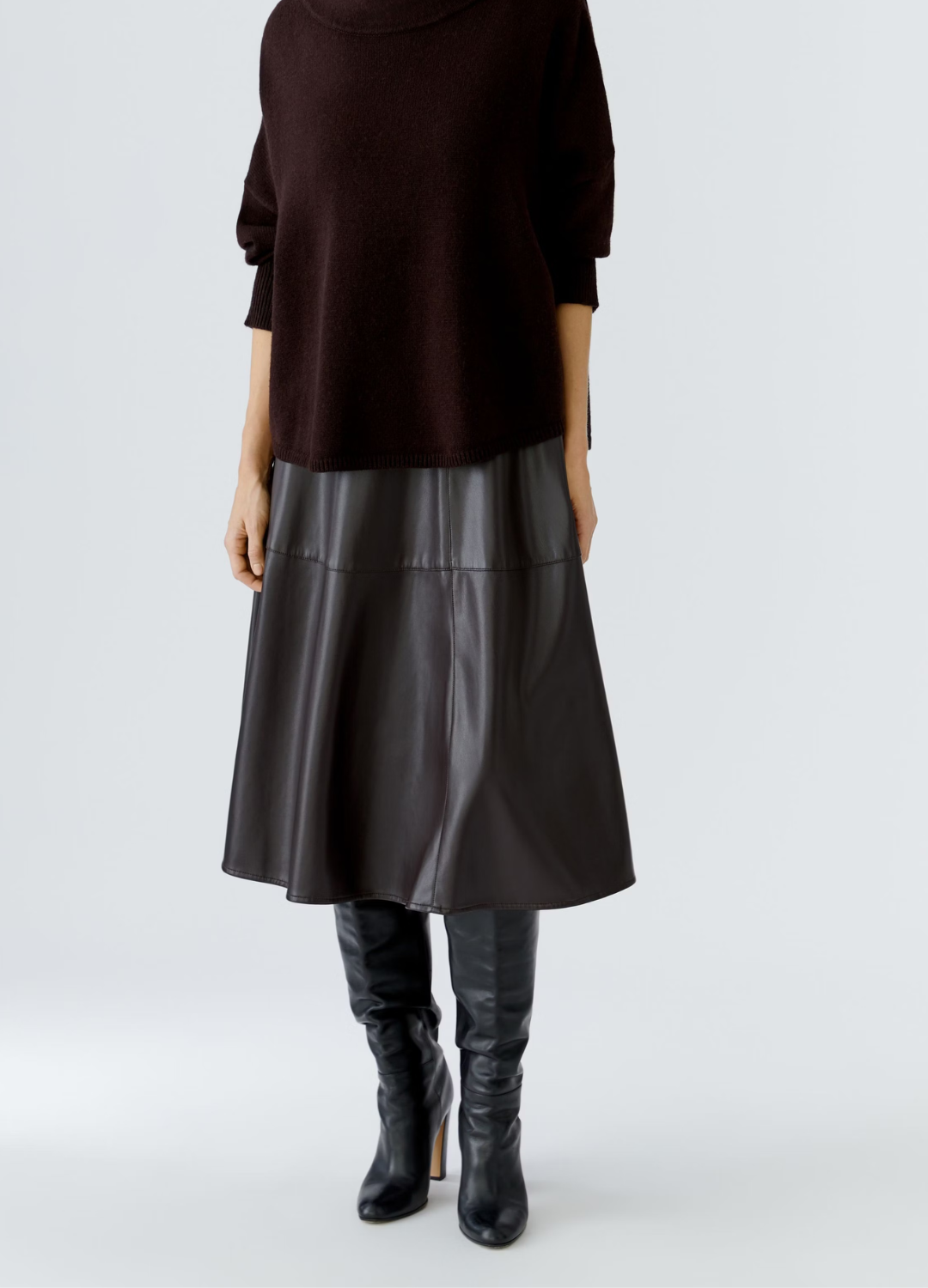Oui - Aline Brown Pleather Skirt