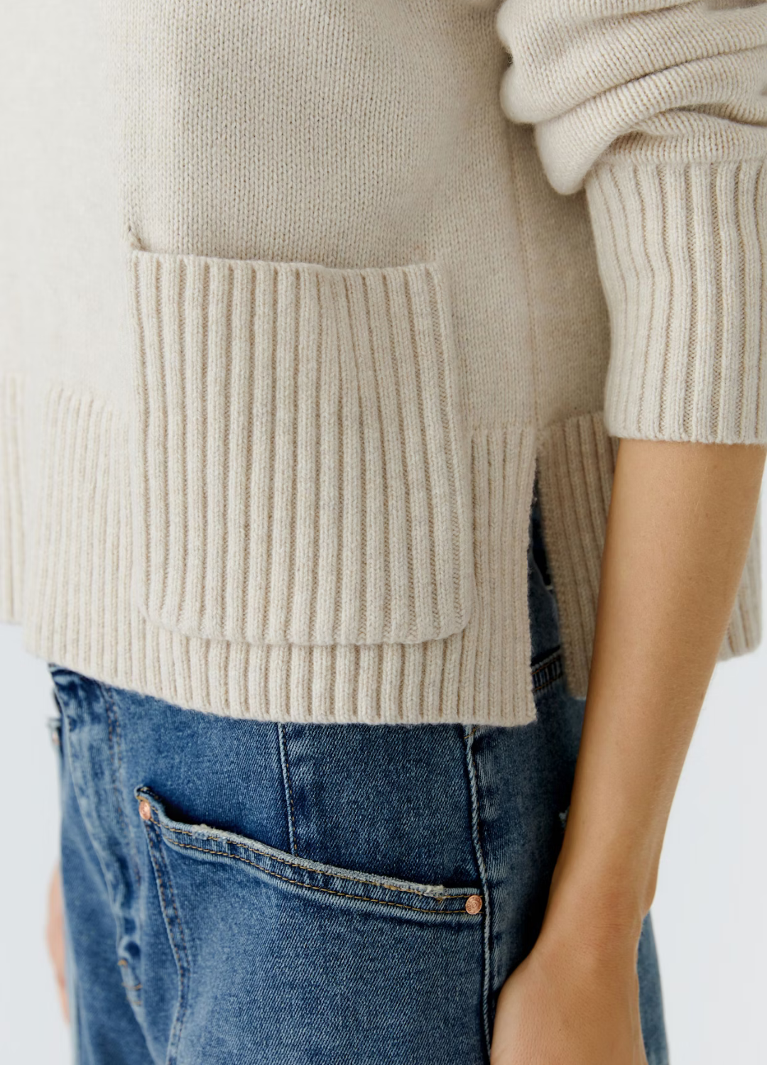 Oui - Beige Pocket Jumper
