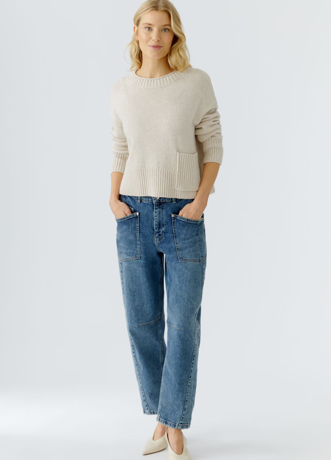 Oui - Beige Pocket Jumper