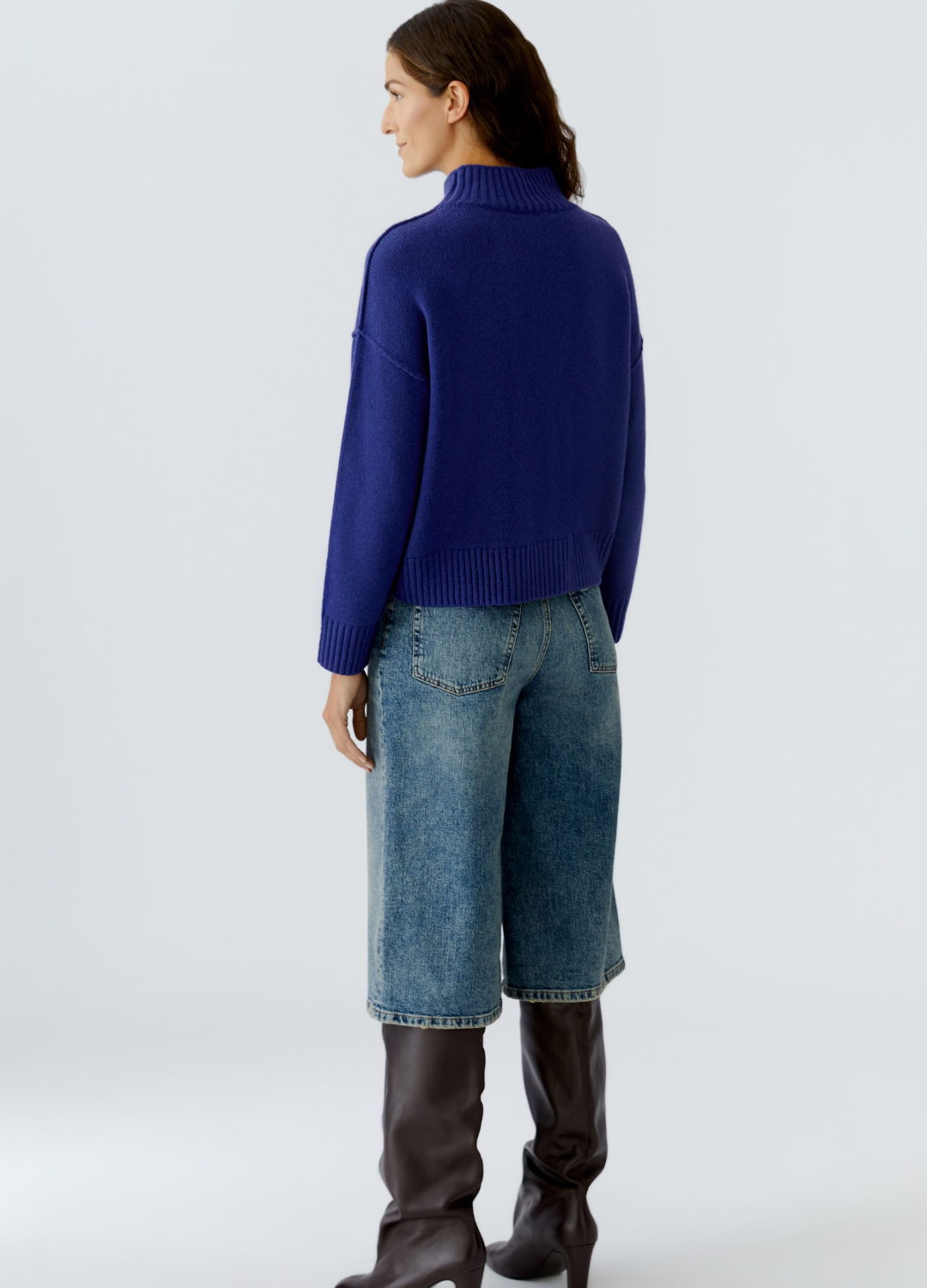 Oui - Blue Ribbon High Neck Jumper