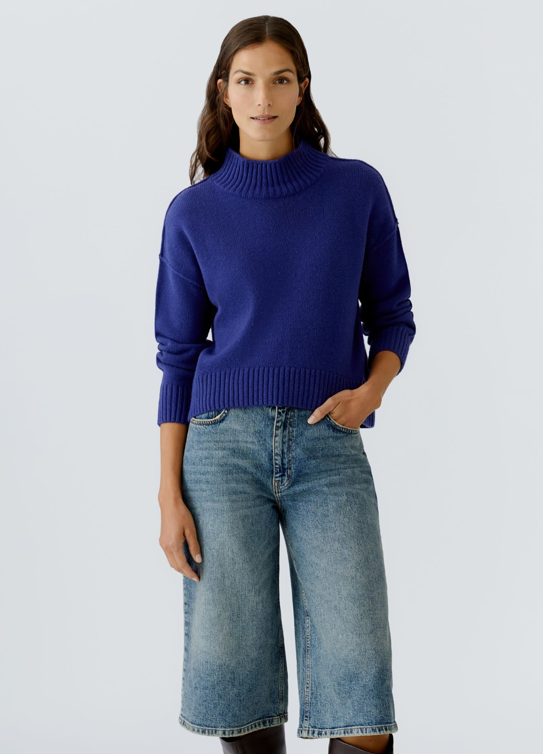 Oui - Blue Ribbon High Neck Jumper