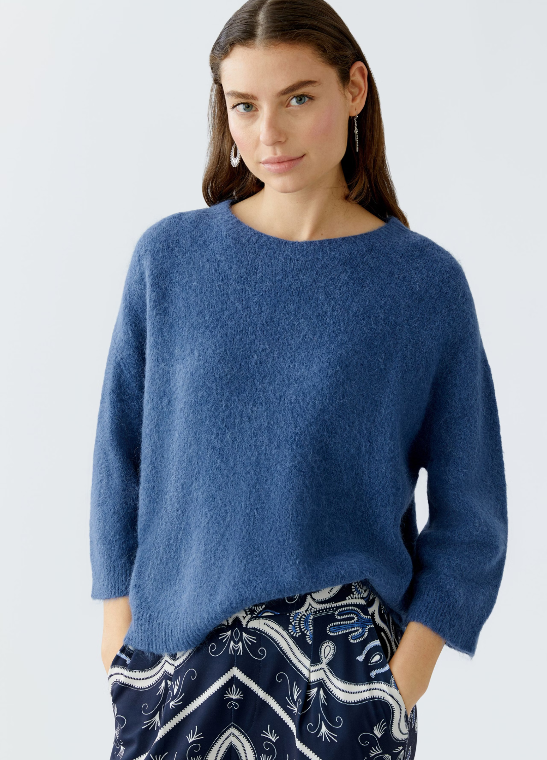 Oui Blue Wide Sleeve Jumper – Diamonds Pearls