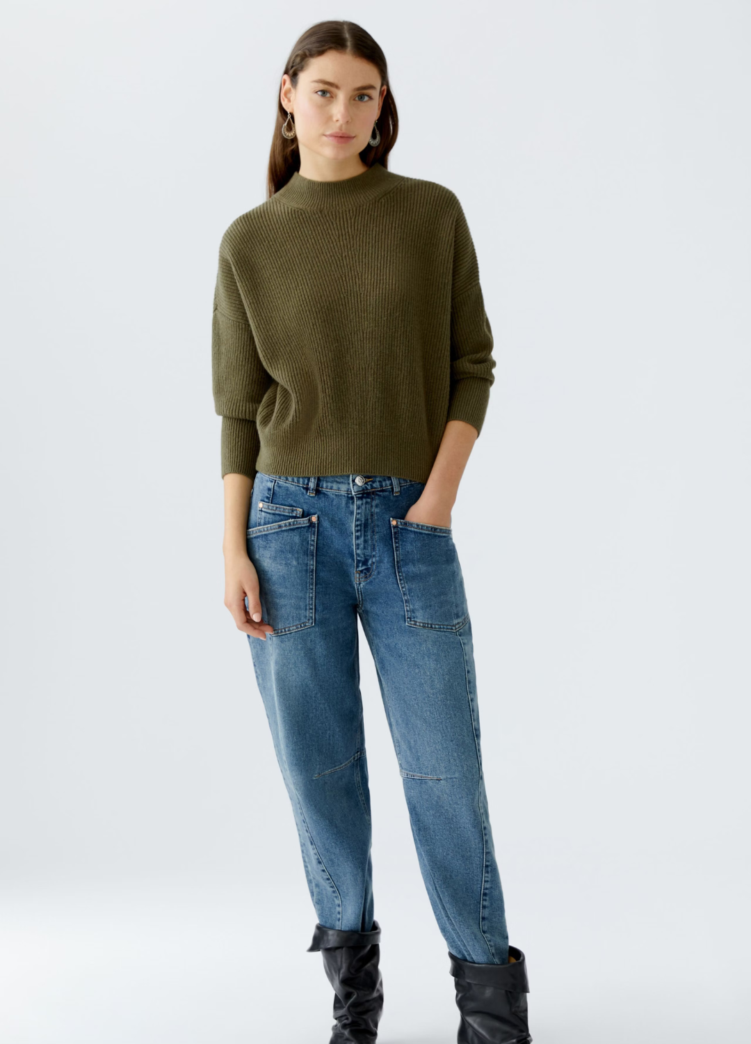 Oui - Burnt Olive Highneck Jumper