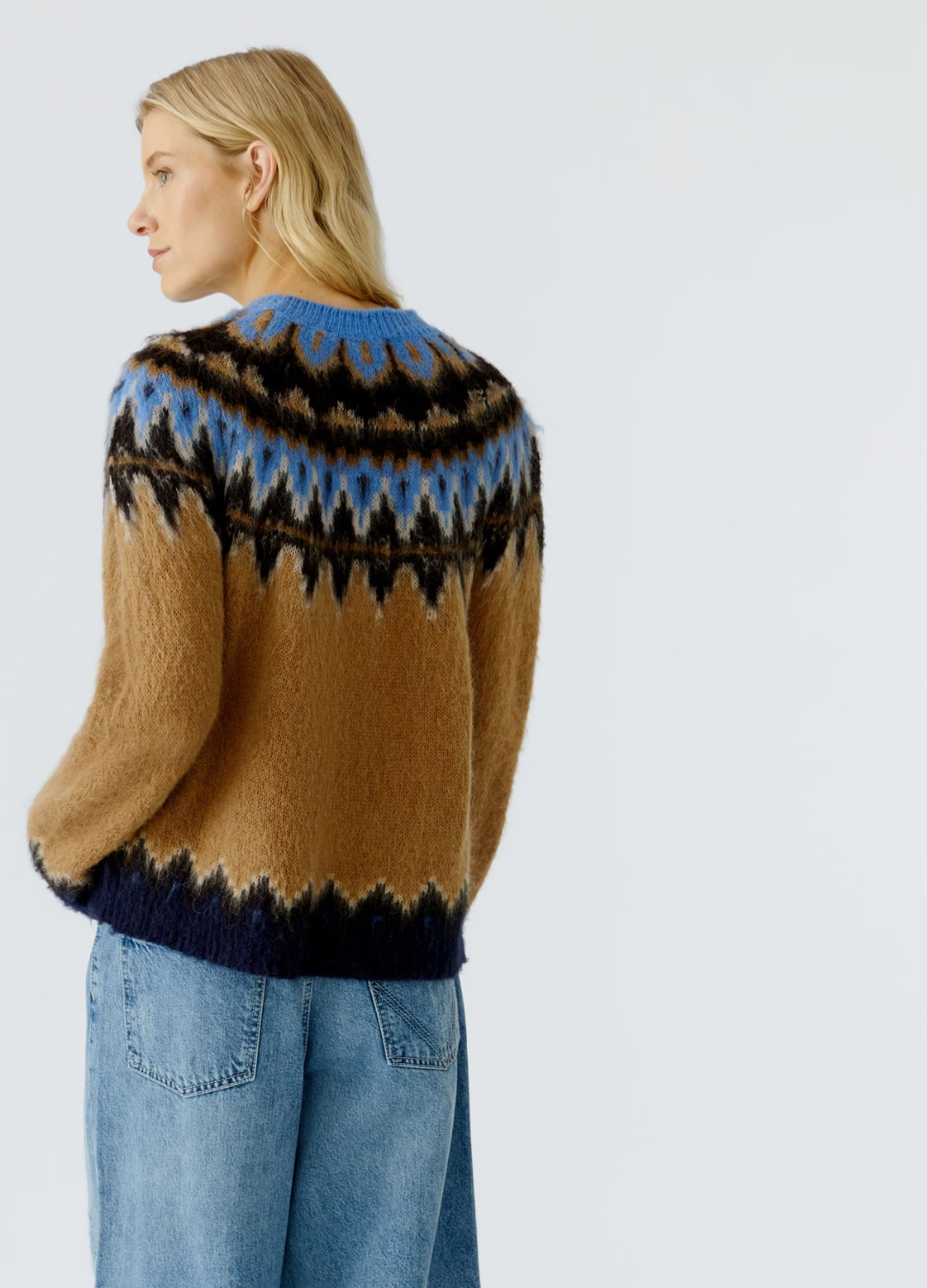 Oui - Cozy Blue Camel Jumper