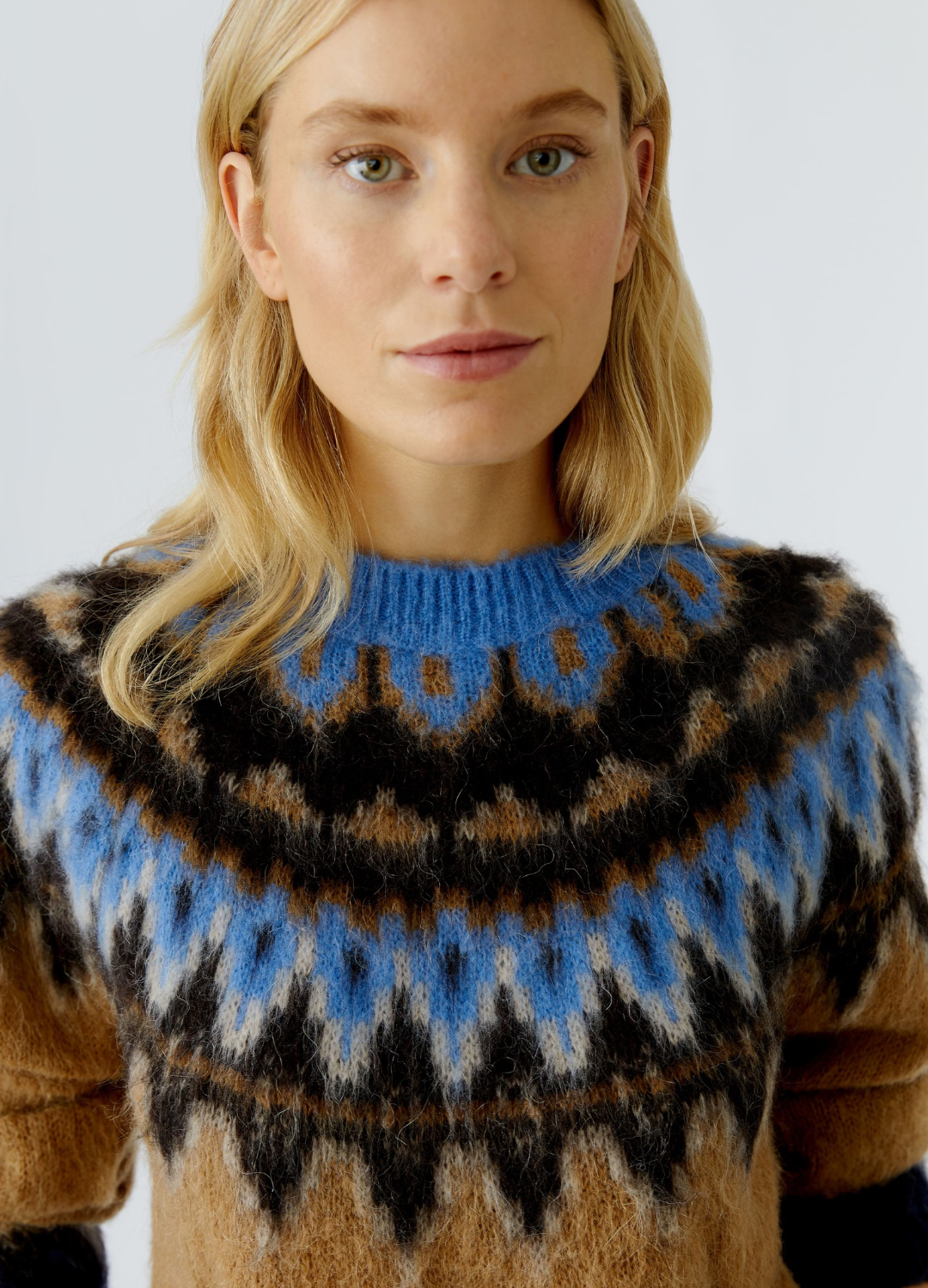 Oui - Cozy Blue Camel Jumper