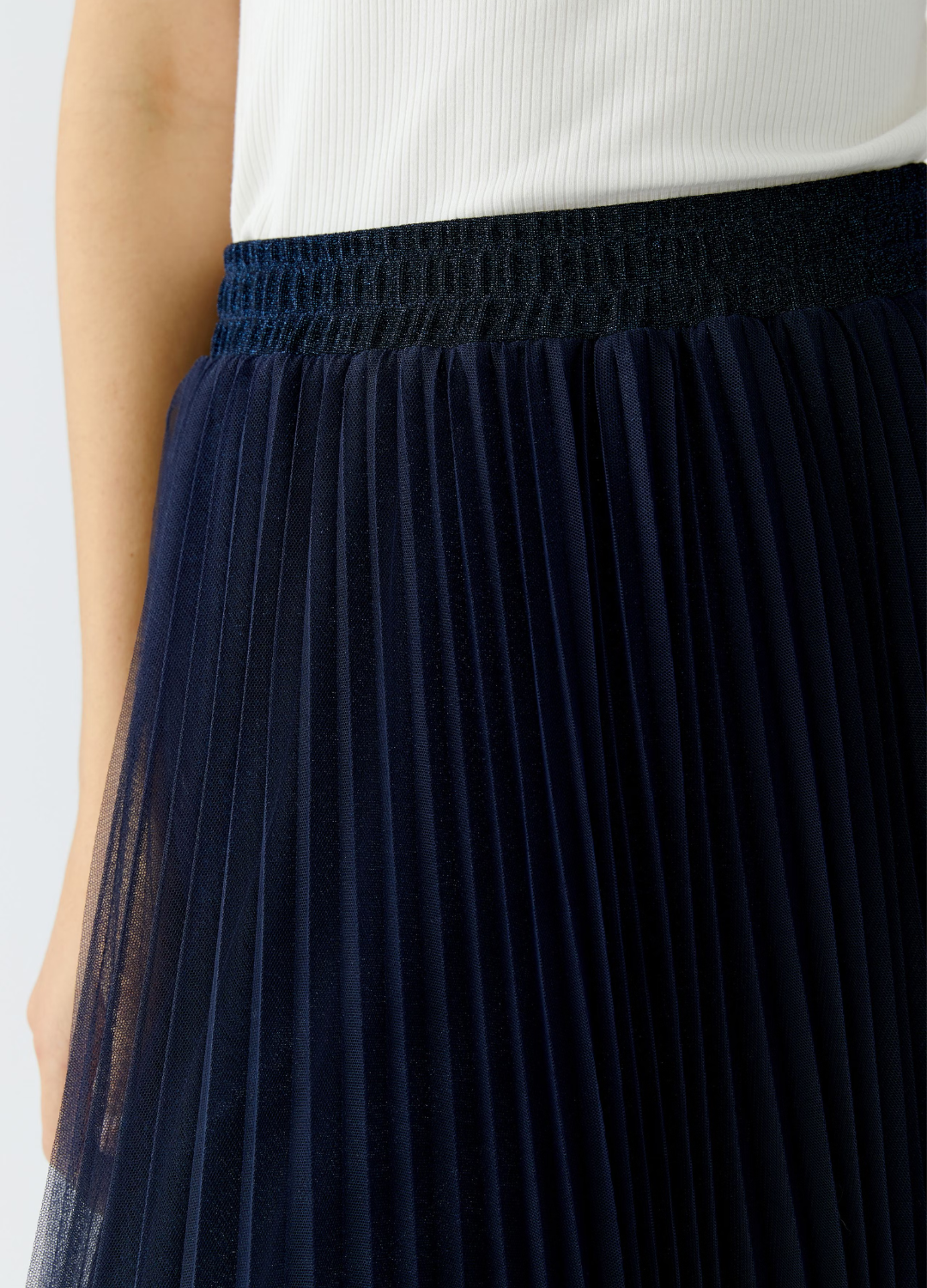 Oui - Dark Blue Lurex Skirt