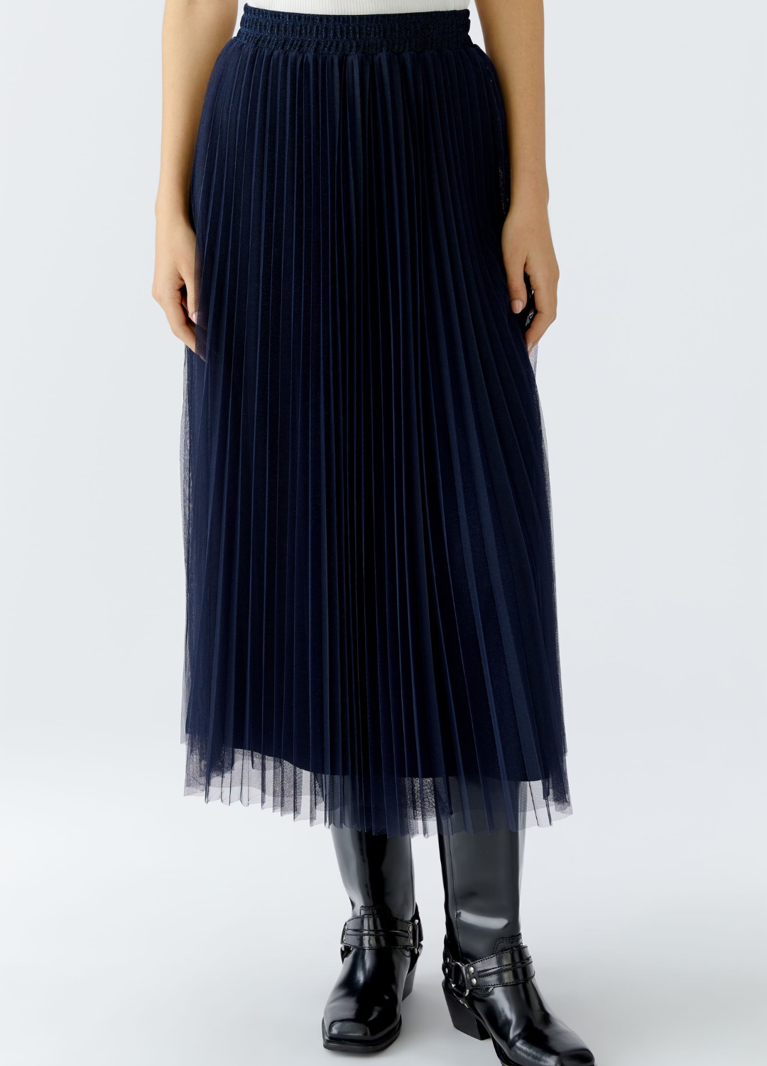 Oui - Dark Blue Lurex Skirt