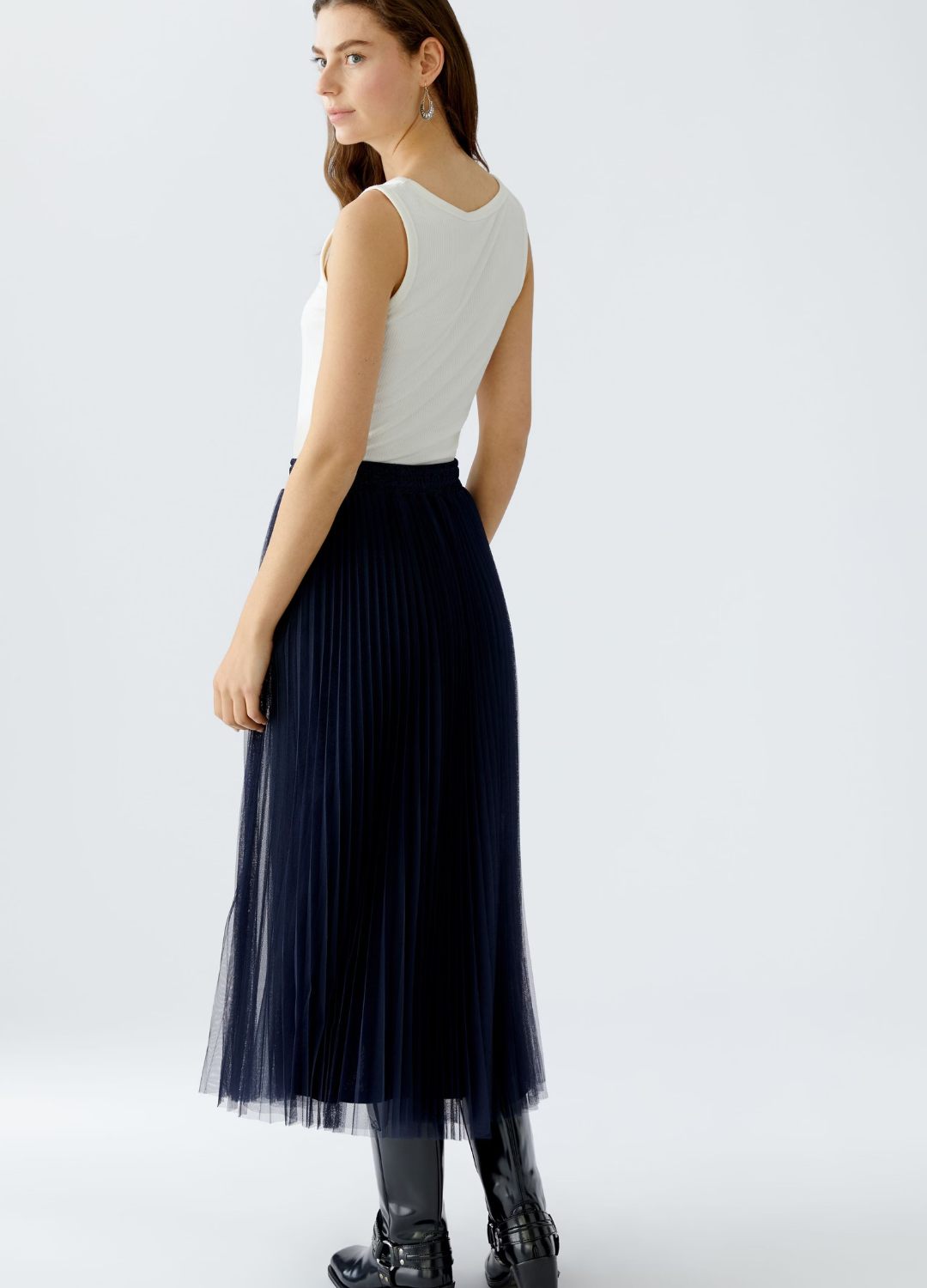 Oui - Dark Blue Lurex Skirt