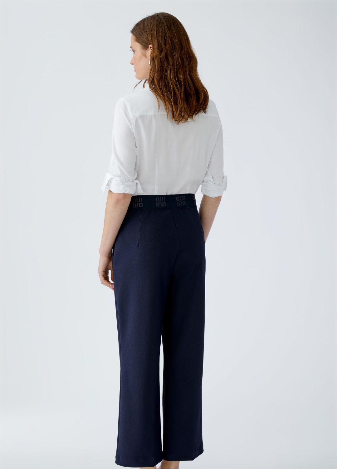 Oui - Dark Blue Waisted Pants