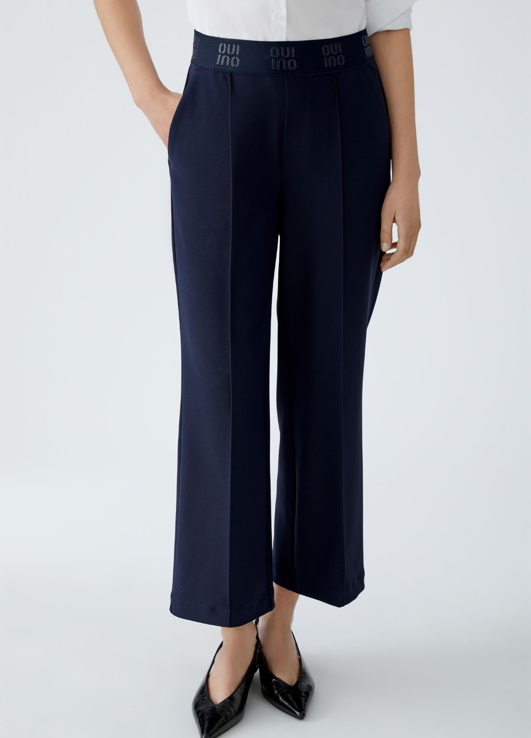 Oui - Dark Blue Waisted Pants