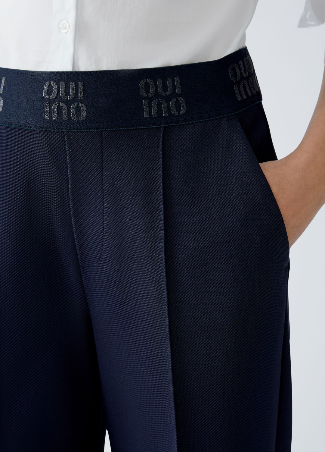 Oui - Dark Blue Waisted Pants