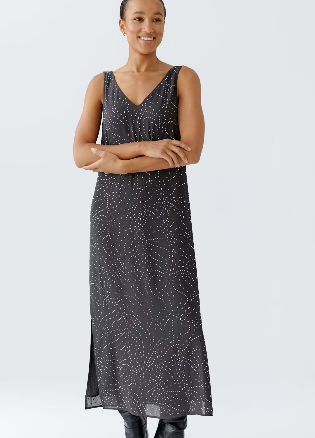 Oui - Espresso Embellished Dress