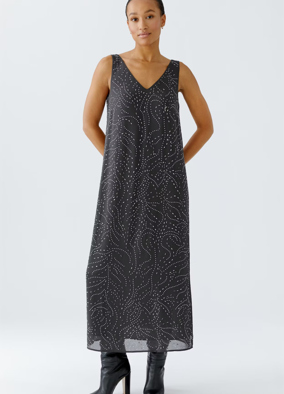 Oui - Espresso Embellished Dress