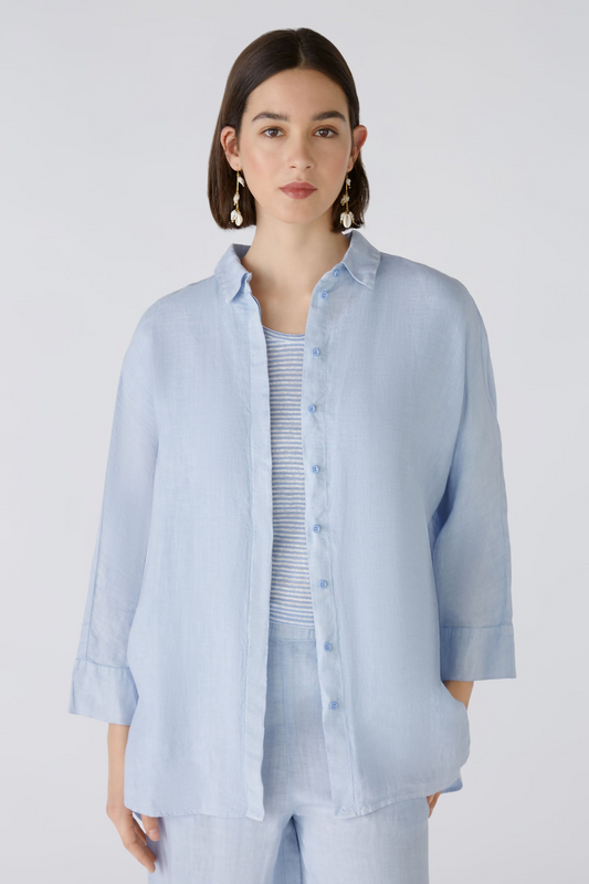 Oui - Kentucky Blue 100% Linen Shirt