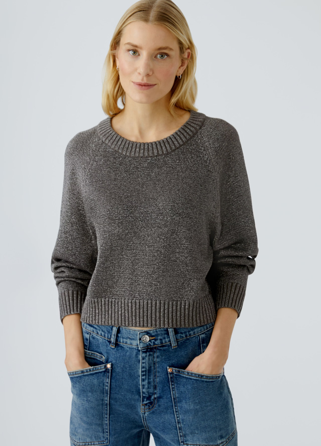 Oui - Lurex Taupe Top