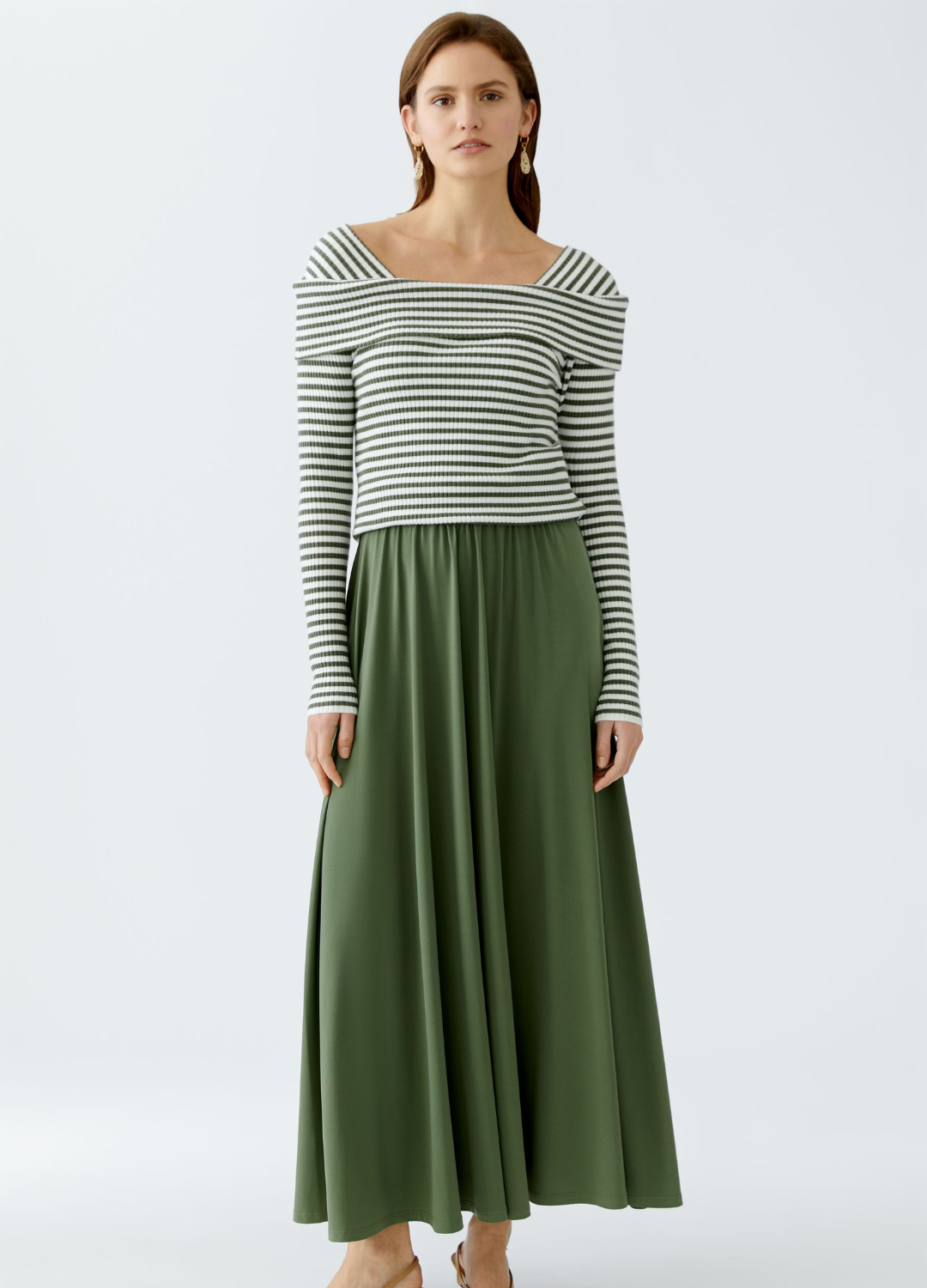 Oui - Shaded Moss Maxi Skirt