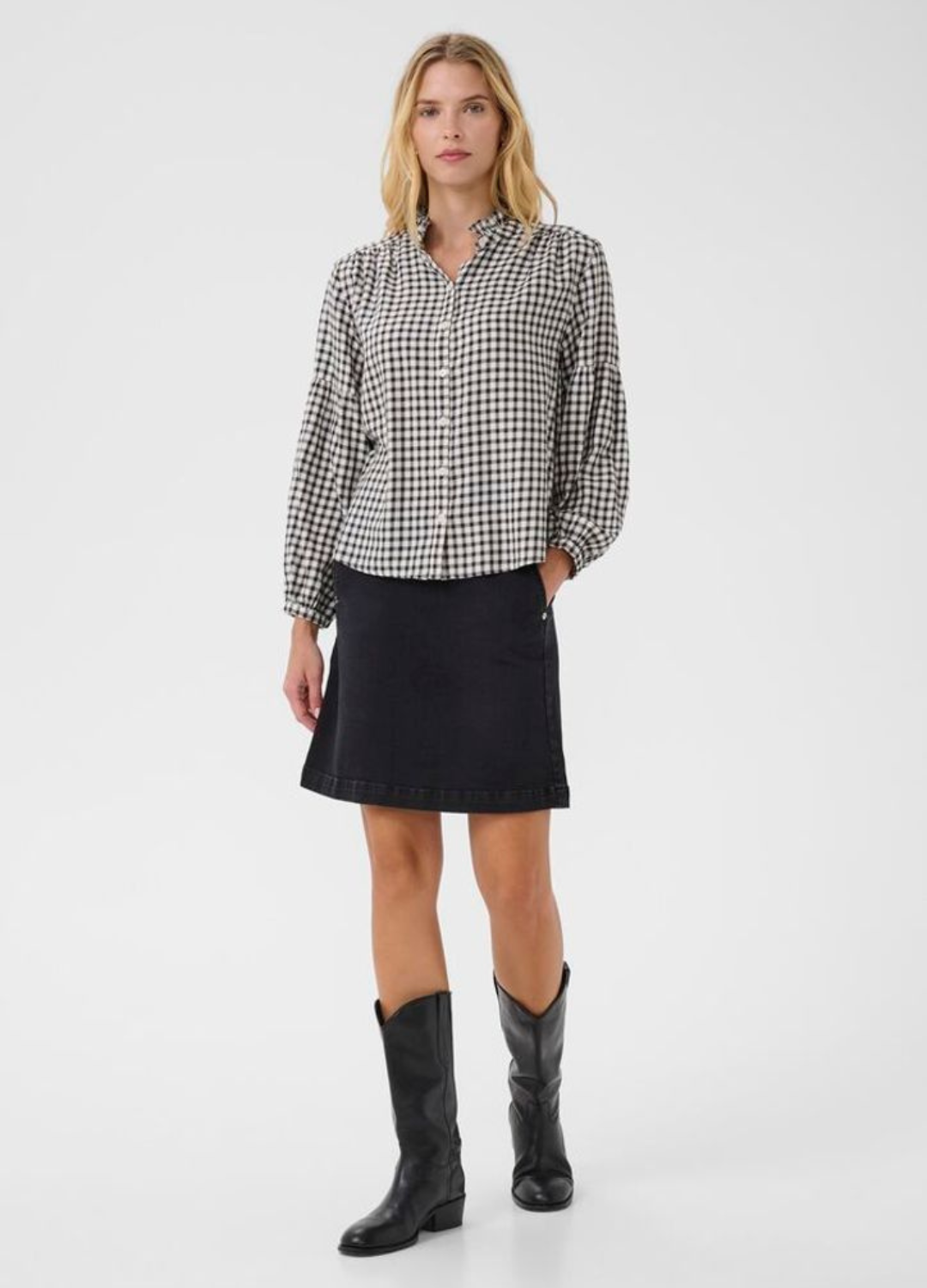 Part Two - Samilla Navy Mini Check Blouse