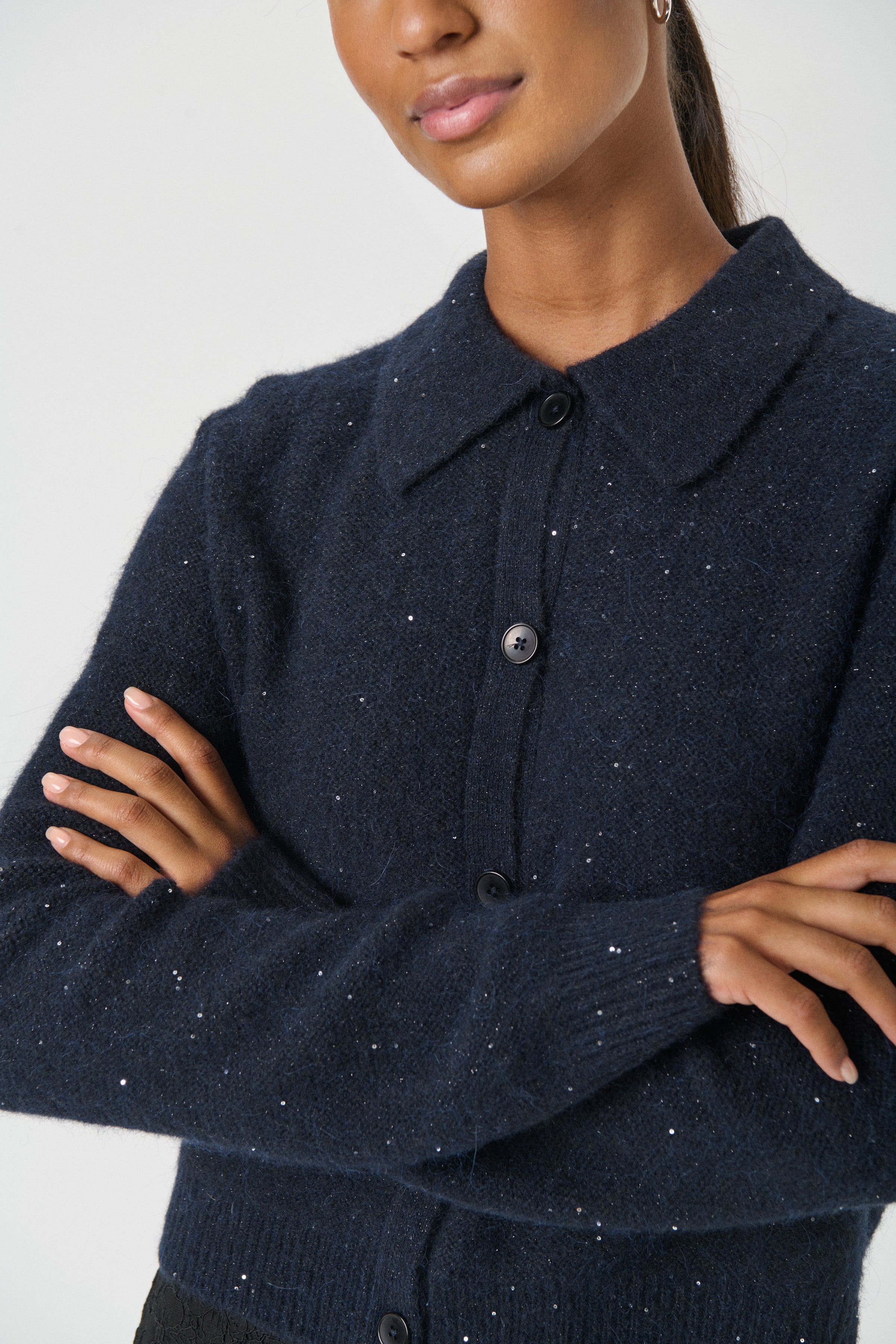 Part Two - Ulrica Navy Cardigan Wool